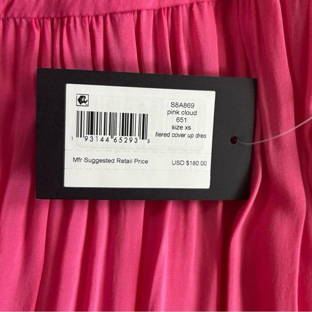 Kate Spade Pink and Red Maxi Dress tiered Colorblock Tie Bow back cover up sz XS - Picture 7 of 9